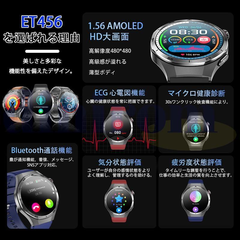 スマートウォッチ ECG心電図 血圧測定 通話機能付き 心拍数 血中酸素 体組成 体温 睡眠管理 日本製センサー 着信通知 運動記録 歩数計 男女兼用 母の日 爆買の画像