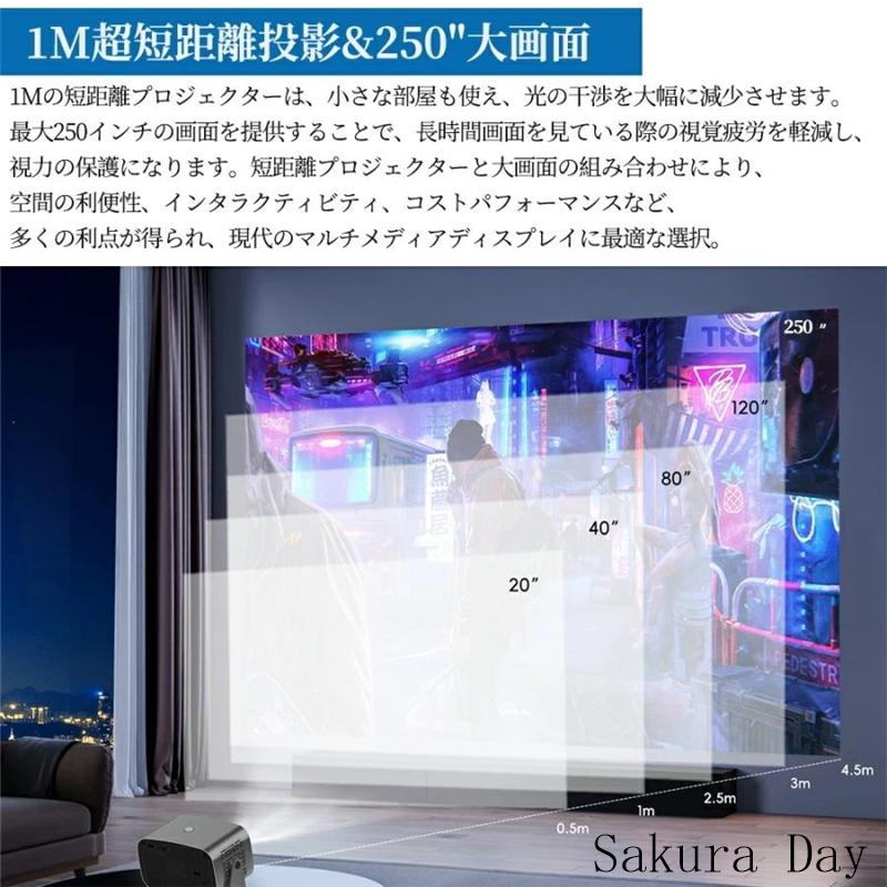 プロジェクター 家庭用 小型 天井投影 4K対応 電動フォーカス スマホと