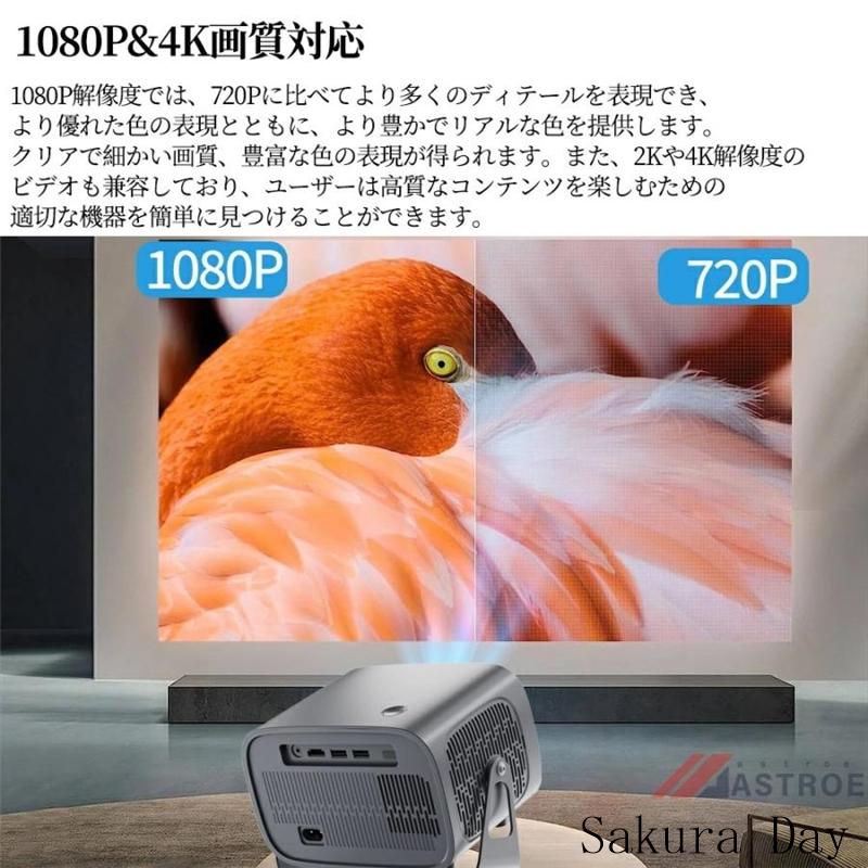 プロジェクター 家庭用 小型 天井投影 4K対応 電動フォーカス スマホと