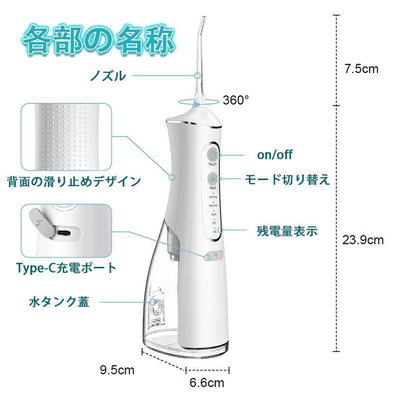 口腔洗浄器 歯垢除去 超音波ジェットウォッシャー 口腔洗浄機 4つモード 300ML IPX7防水 携帯 歯間ジェット ポケット 家庭用 母の日 父の日 プレゼントの画像