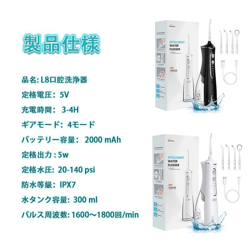 口腔洗浄器 歯垢除去 超音波ジェットウォッシャー 口腔洗浄機 4つモード 300ML IPX7防水 携帯 歯間ジェット ポケット 家庭用 母の日 父の日 プレゼントの画像