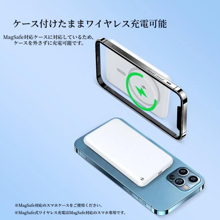 モバイルバッテリー ワイヤレス MagSafe対応 磁気 超軽量 薄型 小型 マグネット 大容量 ミニ スマホ充電器　急速充電　コンパクト マグセーフ　PSE認証　5000mAh | Aniyon | 05
