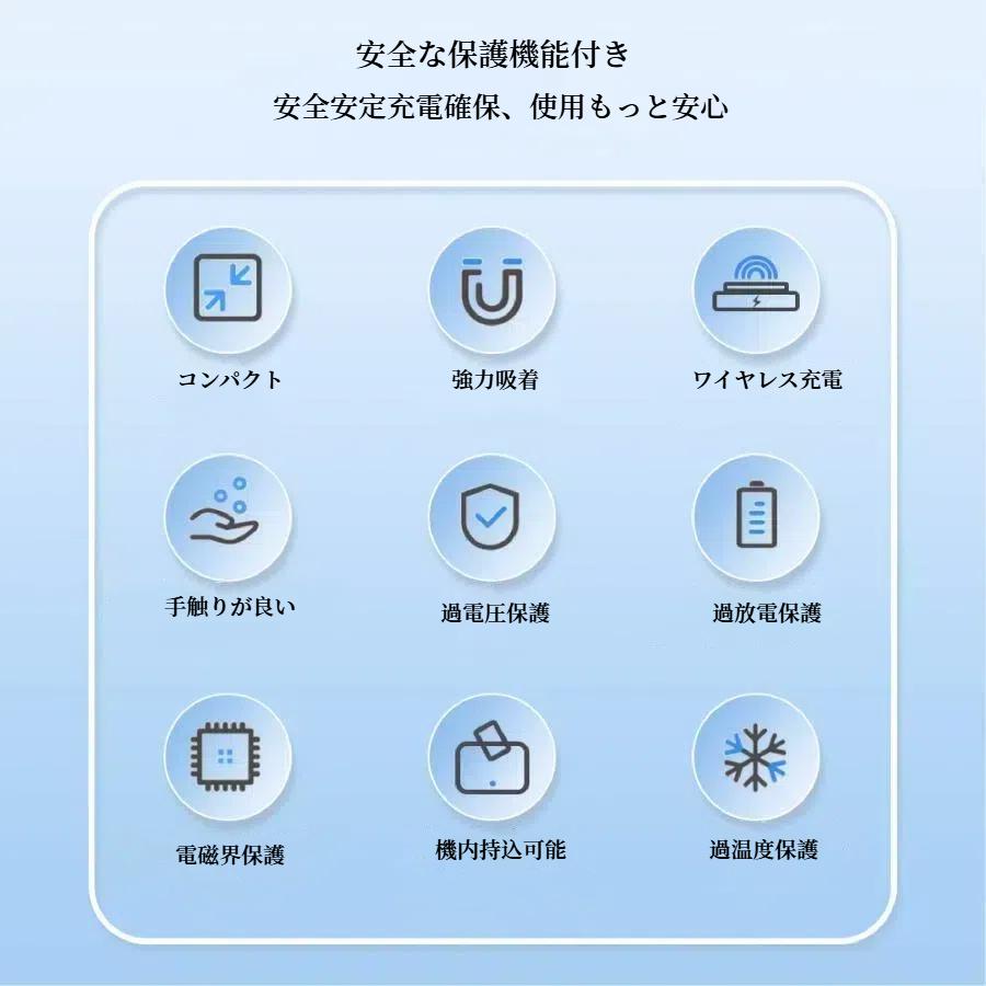 モバイルバッテリー ワイヤレス MagSafe対応 磁気 超軽量 薄型 小型 マグネット 大容量 ミニ スマホ充電器　急速充電　コンパクト マグセーフ　PSE認証　5000mAh | Aniyon | 10