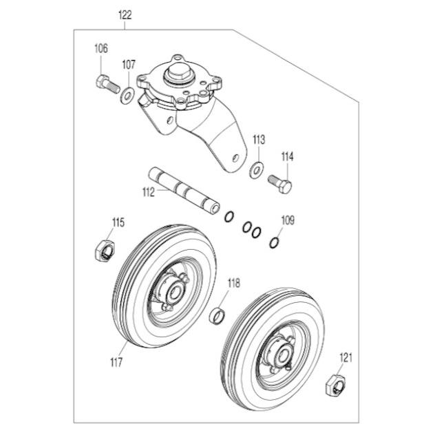 オプション② マキタ makita 充電式運搬車 CU600DZ 用 キャスタ210アッセンブリ