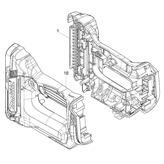 マキタ makita 35mm 充電式 面木釘打 FN350DRG 用 ハウジングセット品  