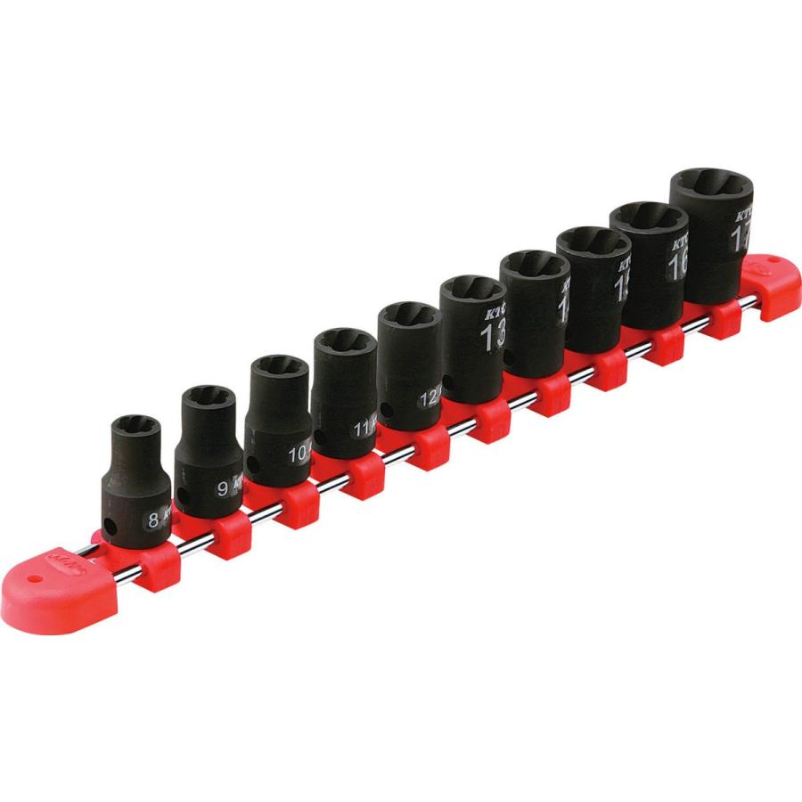 KTC (9.5SQ) ツイストソケット セット TB3TW10 ツイスト ソケット (B3TW-08 09 10 11 12 13 14 15 16 17) ソケット ホルダー 10コ用