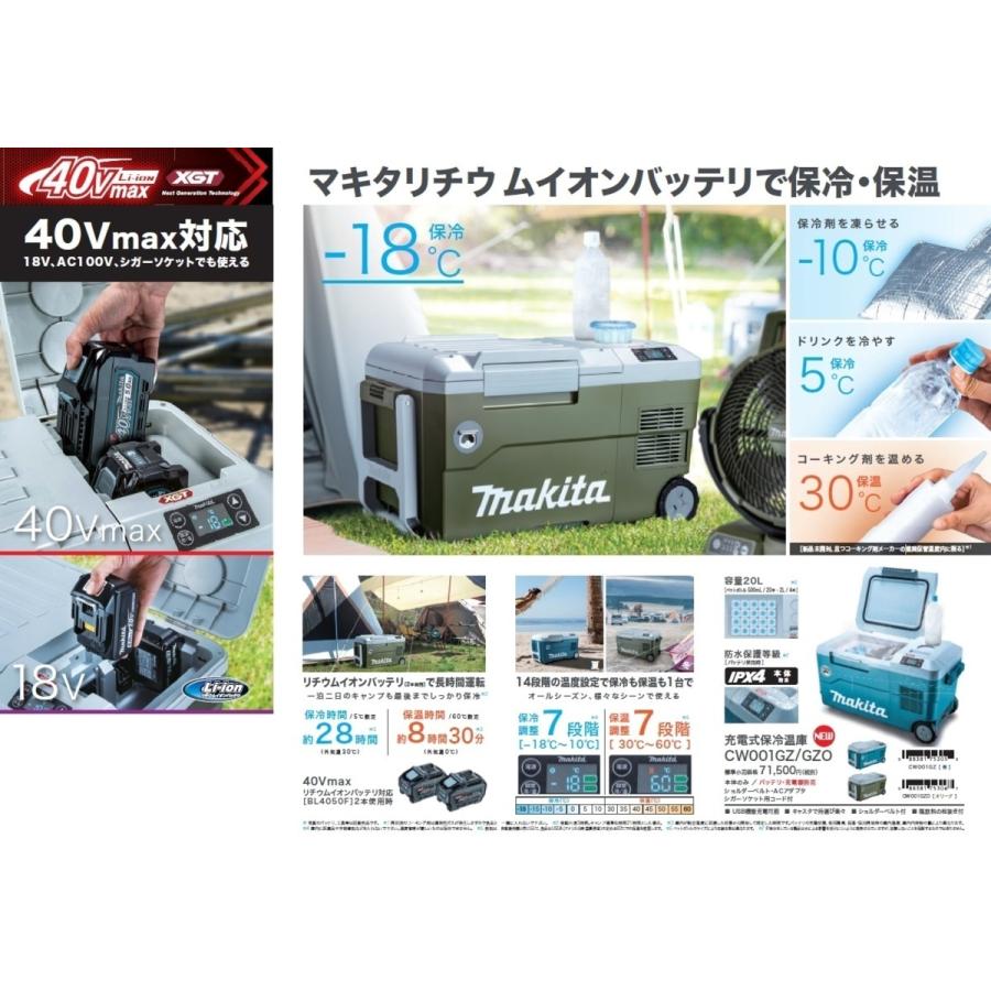 マキタ makita 40Vmax 充電式 保冷温庫 本体のみ CW001GZO オリーブ  