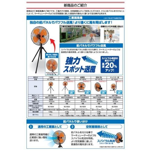 ESCO AC100V・ 95W/435mm 工場扇 ( 壁掛型 ) EA897AS-4 工場扇 扇風機