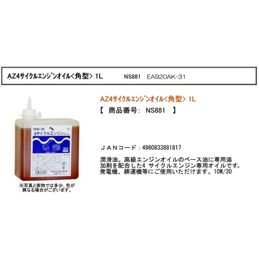 ESCO エーゼット 1.0L エンジン オイル ( 4サイクル 用 ) NS881
