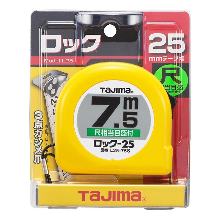 タジマ Tajima スケール L2575SBL 尺目盛×4個 タジマ ロック-25 7.5m 25mm幅 尺相当目盛付 L2575SBL スケール