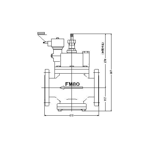 FMバルブ製作所(ストレート型) 電磁弁一体型定水位弁 取付タイプ(通電「開」AC100 200V共用 フランジ型) 材質(鉛レス青銅)