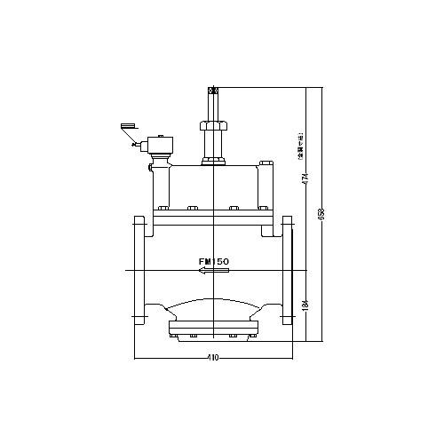 FMバルブ製作所(ストレート型)電磁弁一体型定水位弁 取付タイプ(通電「開」AC100 200V共用 フランジ型) 本体材質(鉛レス青銅)