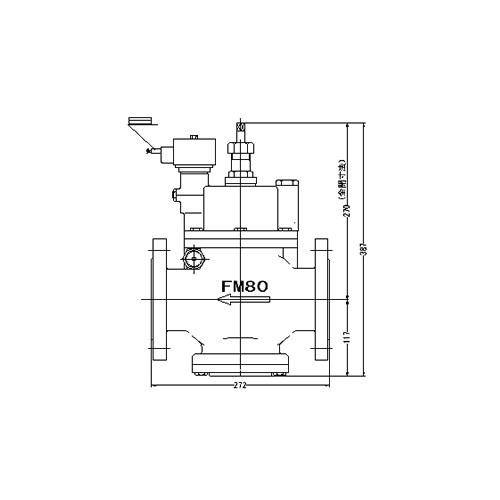 FMバルブ製作所(ストレート型)電磁弁一体型定水位弁 取付タイプ(通電「開」AC100 200V共用 フランジ型)本体材質(鉛レス青銅)