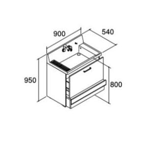 ###INAX/LIXIL ピアラミドルグレード 洗面化粧台本体 ステップスライドタイプ 一般地 シングルレバーシャワー水栓 間口900mm 受注生産〔HJ〕
