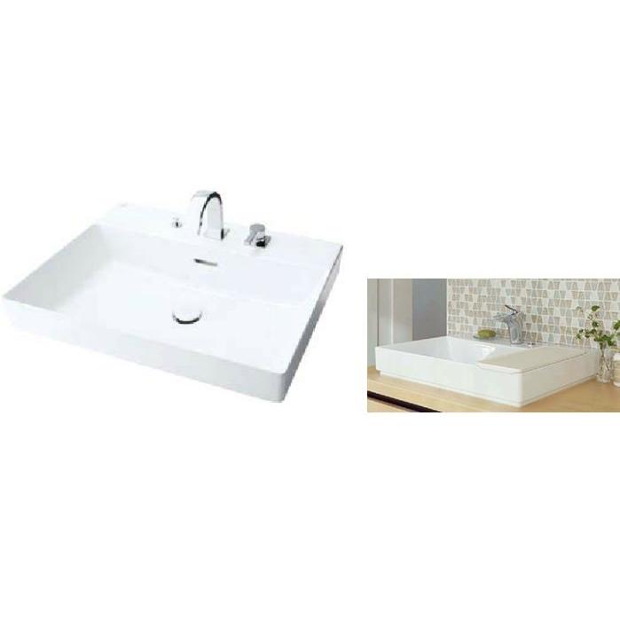 ###INAX LIXIL 角形洗面器 ベッセル式(ワイドスクエアタイプ) シングルレバー混合水栓(キュビア) 壁排水(Pトラップ) 壁給水〔HB〕