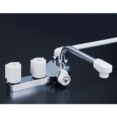 KVK 水栓金具【KF13ZRGECN】デッキ型2ハンドルシャワー 取付ピッチ85mm 右側シャワー 寒冷地用〔HB〕
