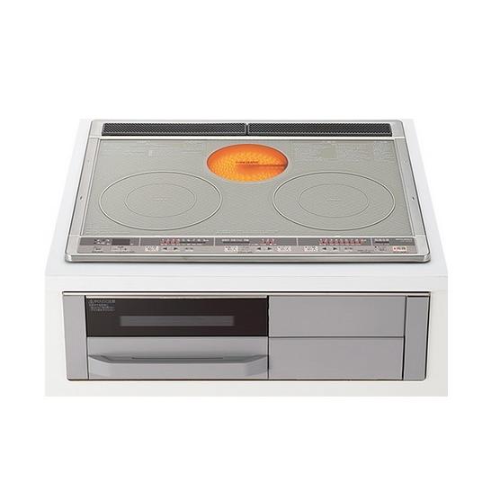 ●三菱 IHクッキングヒーター【CS-G321MS】トッププレート色:シルバー G321Mシリーズ 2口IH＋ラジエント 単相200V 60cmトップ 三菱（MITSUBISHI） ○三菱 IHクッキングヒーター【CS-G321MS】トップ