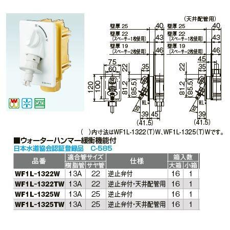 オンダ製作所【WF1L-1325TW】ウォーターハンマー緩衝機能付 WF1L型 