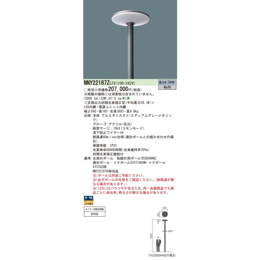 ∬∬βパナソニック　照明器具水銀灯１００形相当ＬＥＤ街路灯灯具昼白色　ポール別売　{V}