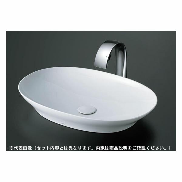 ###TOTO カウンター式洗面器 セット品番ベッセル式 ホワイト 台付シングル混合水栓(エコシングル) 床排水金具(Sトラップ)