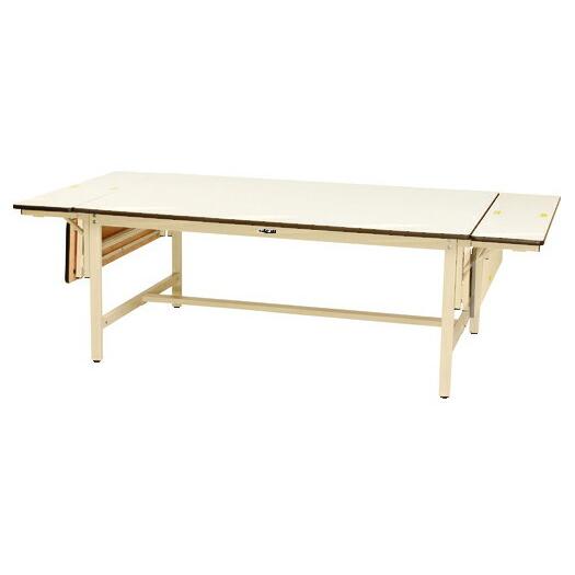 ####u.ヤマキン/山金工業ワークテーブル フラップタイプ 固定式 アイボリー 組立式