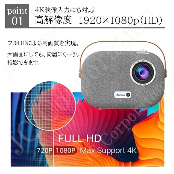 Jecos プロジェクター sun700 ＋ スクリーン セット 家庭用 軽量 小型 4k対応 fullHD スピーカー内臓 本体 WiFi bluetooth 09312-screen