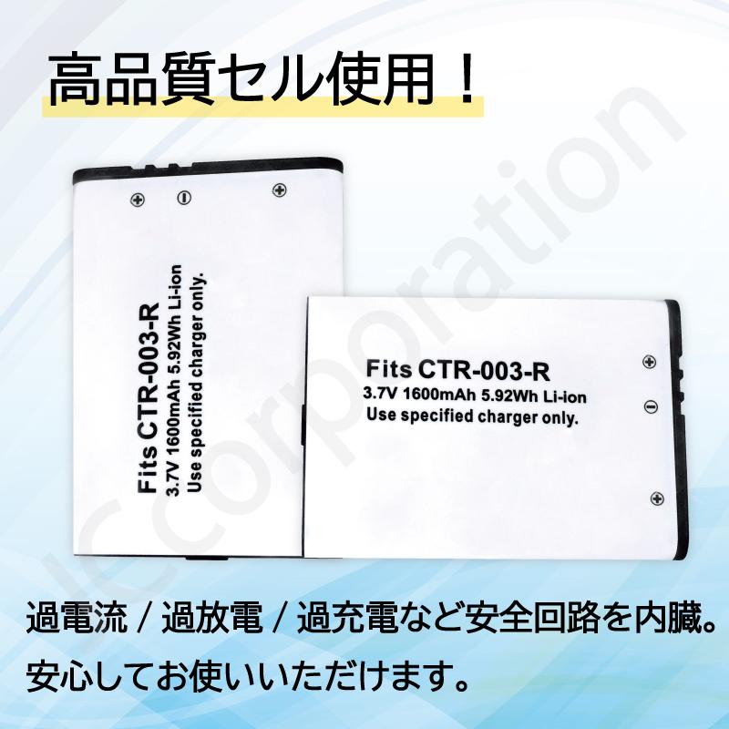 任天堂 (Nintendo) ニンテンドー 2DS 対応 New 2DS LL対応 3DS 対応 Wii U PRO Switch Pro コントローラー 対応 互換バッテリー CTR-003 互換品 09961 | 任天堂 | 02