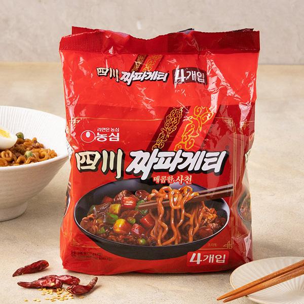 人気海外一番 農心 四川チャパゲティ 137g 4個入りパック 辛口 四川チャジャン麺 韓国ラーメン