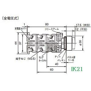 富士電機 〓 【防油形AR22形平形照光押しボタンスイッチ（LED)：緑】接点構成：1a　ランプ使用電圧：24V 〓 AR22F0L-10E3G |  | 01