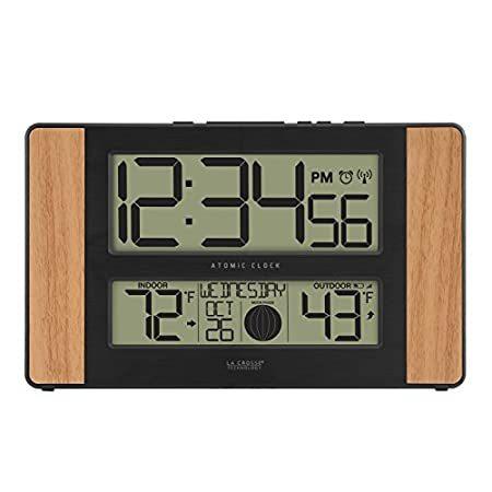 世界的に有名な 特別価格La Crosse Technology アトミックデジタル時計 屋外温度付 オーク 0好評販売中 掛け時計、壁掛け時計