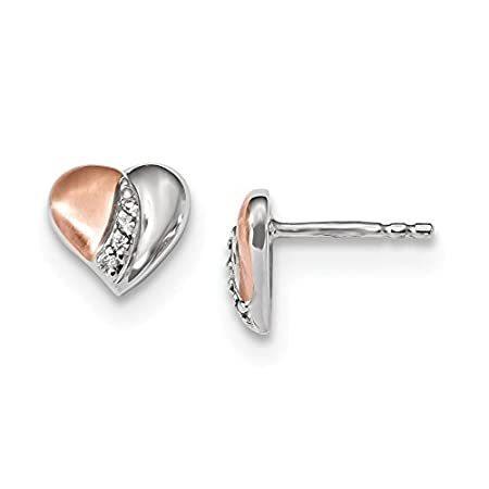 【おしゃれ】 特別価格925 Sterling Silver and Rose Gold-plated CZ Cubic Zirconia Heart Button Pos イヤーカフ、イヤークリップ 【おしゃれ】 特別価格925 Sterling Silver and Rose Gold-plated CZ Cubic Zirconia Heart Button Pos イヤーカフ、イヤークリップ