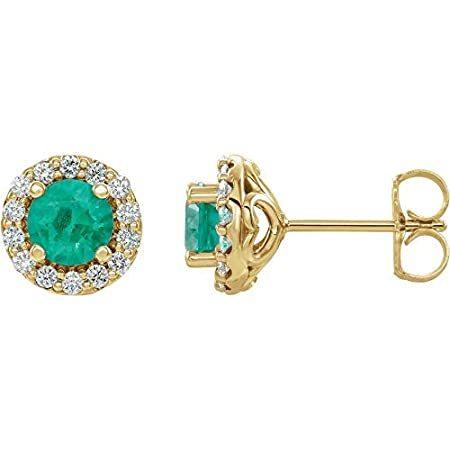最新作売れ筋が満載 Diamond Cttw 1/4 and Emerald Gold Yellow 14k 特別価格Solid Stud 8.1 x (9mm Earrings イヤリング