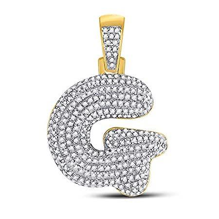 特別価格Men's Solid 10kt Yellow Gold Round Diamond Bubble G Letter Charm Pendant 3/ ネックレス、ペンダント 【2022年製 新品】