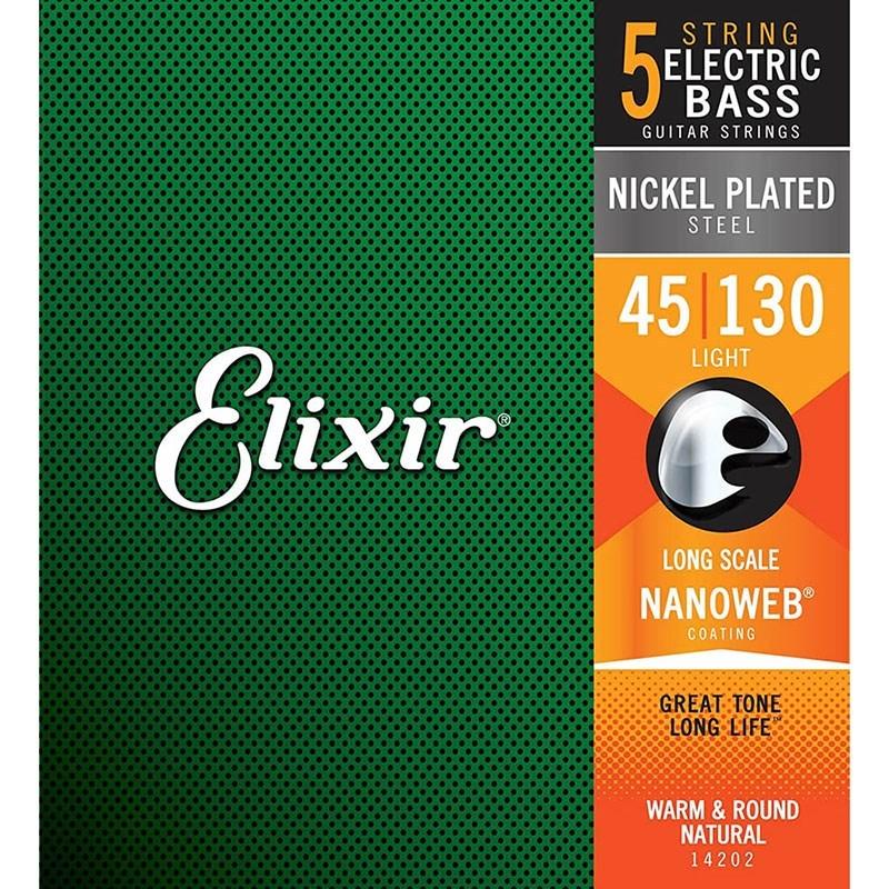 ELIXIR Nickel Plated Steel Bass Strings with ultra-thin NANOWEB Coating (5string-Light Long Scale 045-130) #14202｜ikebe-revole