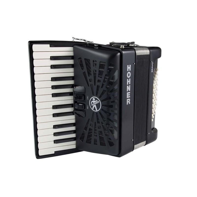 Hohner (アコーディオン専門店・出荷前検品発送)Bravo II 48 BLK (カラー：ブラック)  ホーナー アコーディオン 入門向け ピアノ式 26鍵盤 小型の画像
