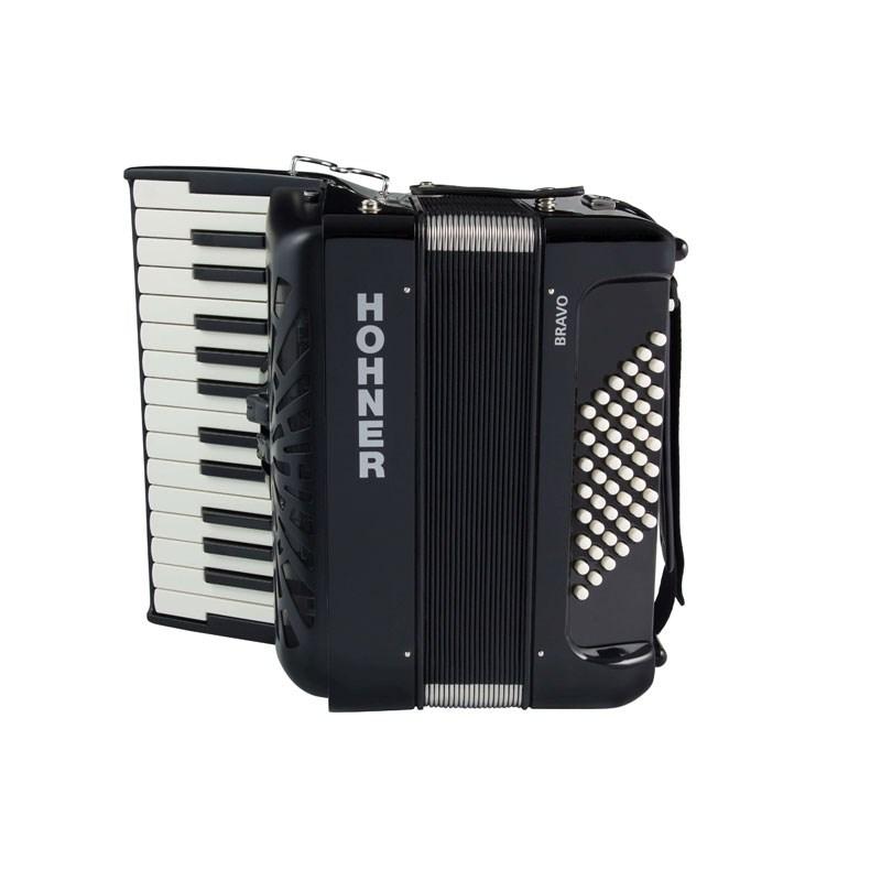 Hohner (アコーディオン専門店・出荷前検品発送)Bravo II 48 BLK (カラー：ブラック)  ホーナー アコーディオン 入門向け ピアノ式 26鍵盤 小型の画像