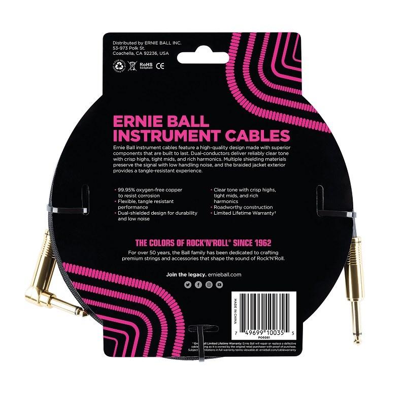 ERNIE BALL Braided Instrument Cable 10ft S/L (Black w/Gold Connectors) [#6081]｜ikebe-revole｜02