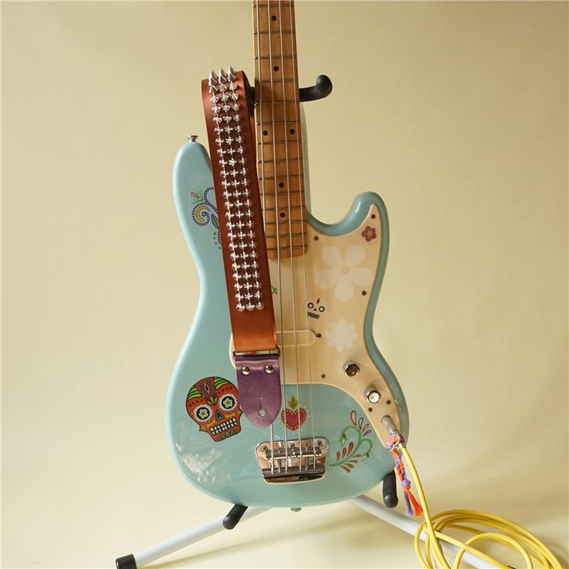 tsundrum_chan カラフルじゃないスタッズギターストラップ ブラウン