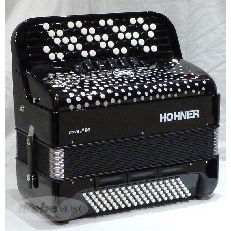 Hohner (アコーディオン専門店・出荷前検品発送)Nova III 96 BLK カラー：ブラック  ホーナー アコーディオン 入門向け ボタン式 中型 クロマ... | 