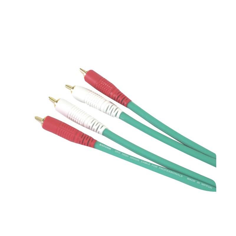 EXFORM COLOR TWIN CABLE 2RR-1M (RCA-RCA 1ペア) 1.0m (GREEN) | 