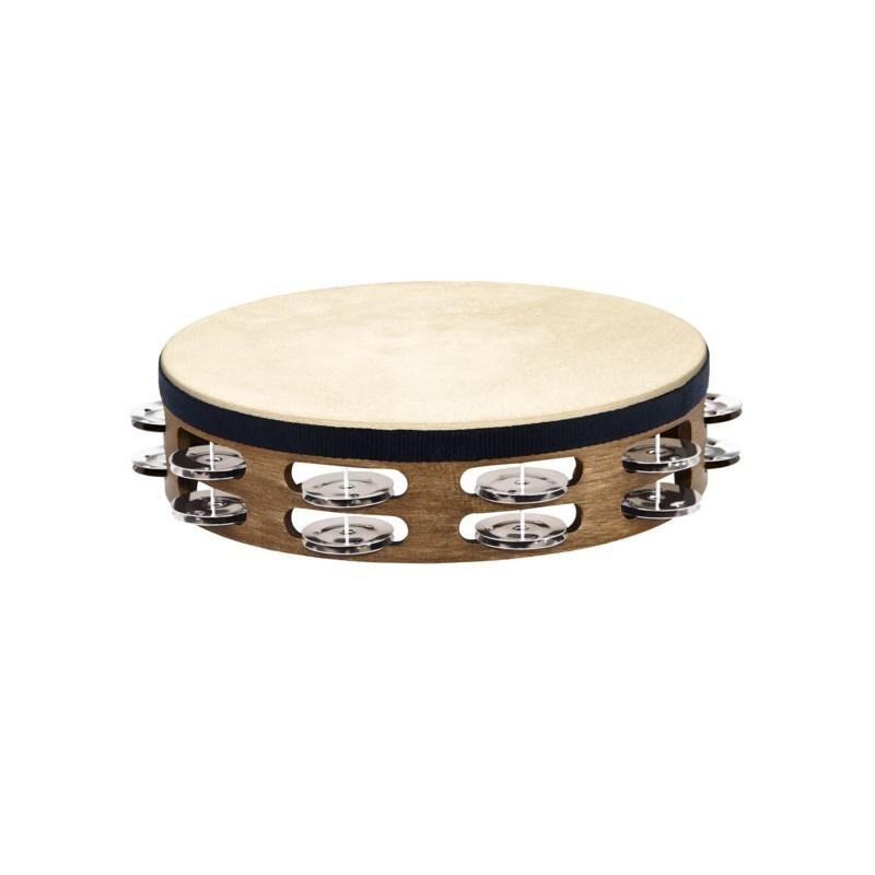 TAH2WB [Traditional Goatskin Wood Tamburines， Stainless Steel 【Jingle】 Jingles2 rows]