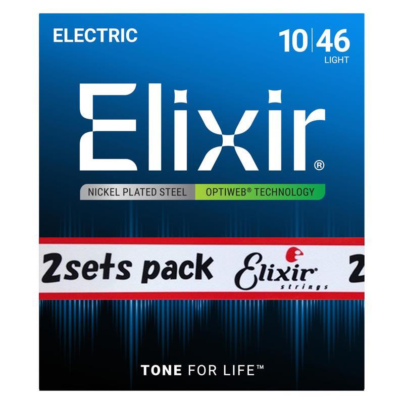 ELIXIR Electric Nickel Plated Steel with OPTIWEB Coating 2SET PACK #19052 (Light/10-46) | Elixir