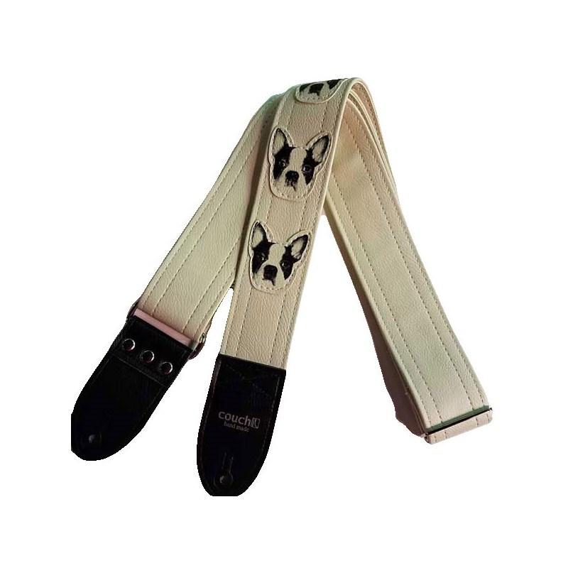 Couch Guitar Strap ワン・ワン・ワン・シロ [Dog Guitar Strap All White]