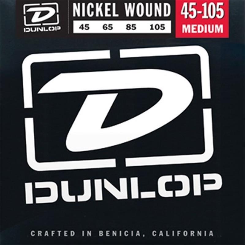 Cordes Pour Basse Dunlop Super Bright Nickel Medium 45-105 - Jeu De 4 Cordes, Acier Plaqué Nickel
