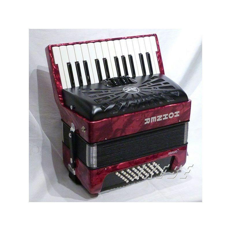 Hohner (アコーディオン専門店・出荷前検品発送)Bravo II 48 RED レッド   ホーナー アコーディオン 入門向け ピアノ式 26鍵盤 小型の画像
