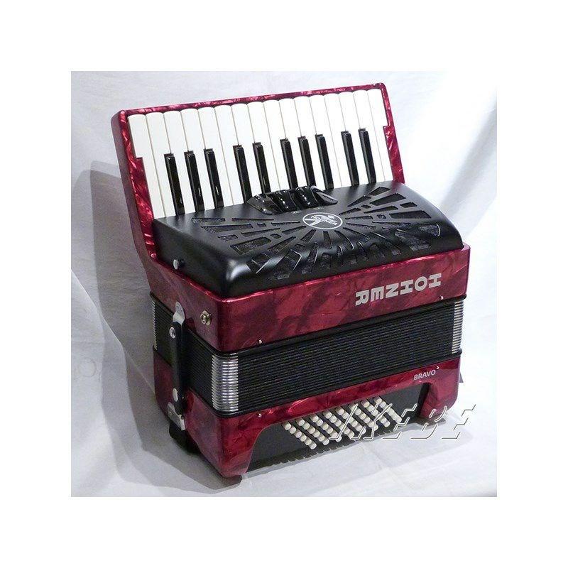 Hohner (アコーディオン専門店・出荷前検品発送)Bravo II 48 RED レッド   ホーナー アコーディオン 入門向け ピアノ式 26鍵盤 小型の画像