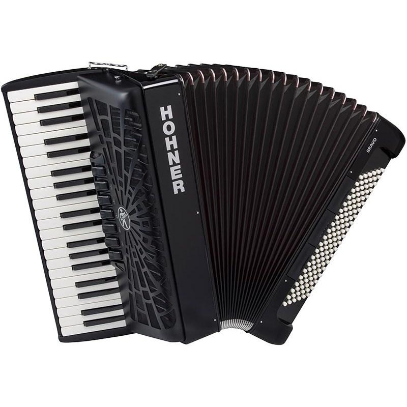 Hohner (アコーディオン専門店・出荷前検品発送)Bravo III 120 BLK (ブラック) +レインカバーセット  ホーナー アコーディオン 入門向け ピア...の画像
