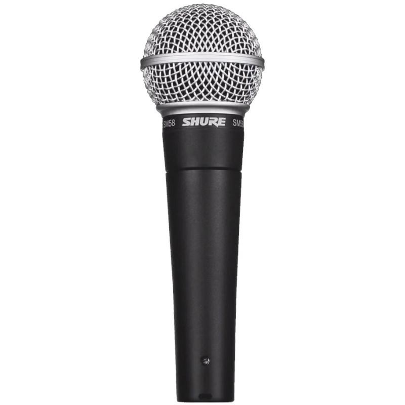 SHURE SM58 ダイナミックマイク、XLR接続端子付き。 SHURE SM58-LCE 5Mマイクケーブル（XLRオス-メス）付き ボーカル用