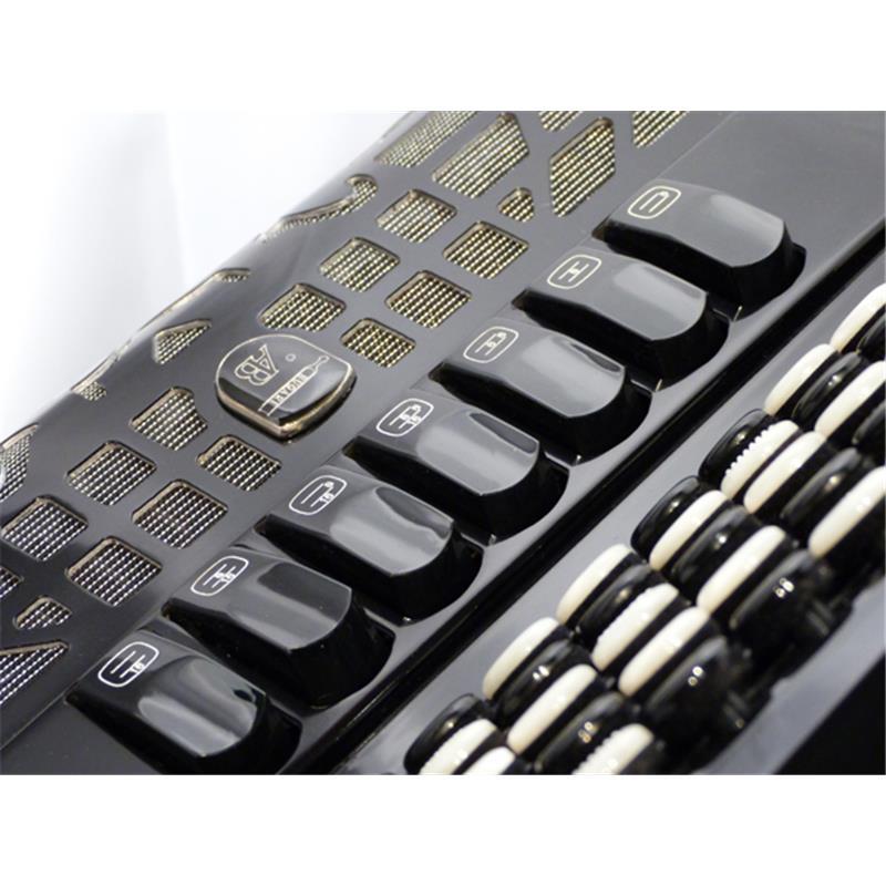 BUGARI 320CH BK (セミハンドメイドリード搭載)  ブガリ イタリア製 クロマチックアコーディオン ボタン式 Blackの画像