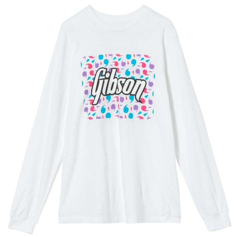 Gibson 【新楽器応援セール】 Floral Block Logo Long Sleeve Tee (White/Mサイズ) [GA-LSTEE-FLRL-WHT-MD] | Gibson